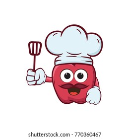 apple cheff holding cartoon vector ilustration