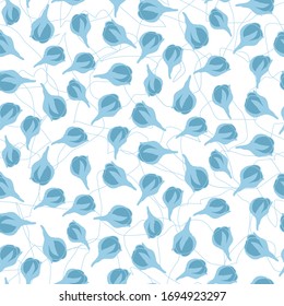 Apple of cherry blossom and leaves. Modern abstract vector seamless pattern with hand drawn elements
