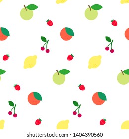 Apple, cherry, strawberry, lemon and orange seamless pattern