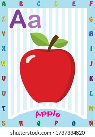 A for apple, childrens abcd text book vector illustration