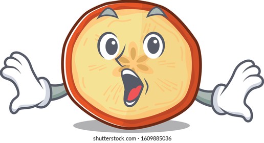 Apple chips cartoon character design on a surprised gesture
