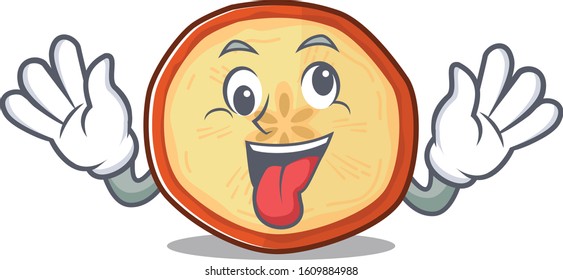 Apple chips Cartoon character style with a crazy face