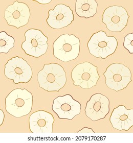 Apple Chips. Dried apples. Fruit chips from apples. Vector illustration 