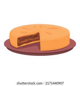 Apple choco pie icon cartoon vector. Australian food. Plate menu