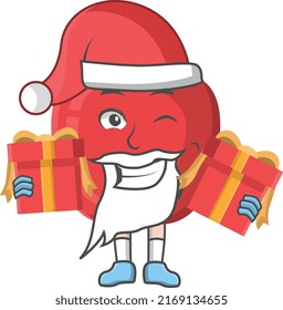 Apple christmas with giftbox design character, design vector illustrator, character design on white background.