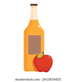 Apple cider bottle icon cartoon vector. Cask warm. Cooking nature