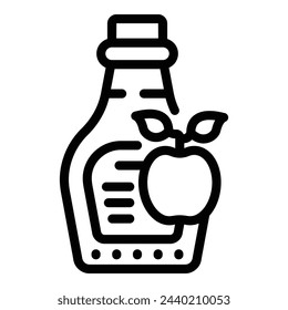 Icono de botella de sidra de manzana contorno vector. Bebida de fruta. Bebida alcohólica afrutada