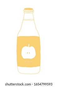 Apple cider bottle shape. Hand drawn vector naive illustration