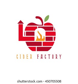 apple cider with brick oven concept vector design template