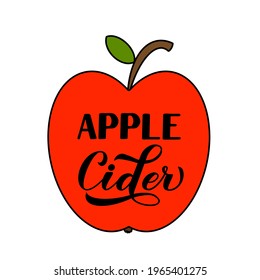Apple Cider calligraphy lettering label. Vector template for typography poster, banner, flyer, sticker, t-shirt, logo design, etc.