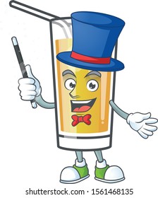 Apple cider cartoon with mascot character magician