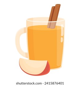 Apple cider cocktail icon cartoon vector. Glass food. Fruit drink