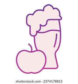 Icono plano de sidra de Apple. Vidrio de íconos violeta de sidra en estilo plano. Vidrio de diseño de degradado de alcohol, diseñado para web y aplicación. Eps 10