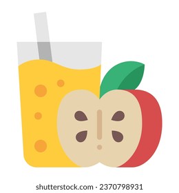 Apfelwein-Flachsymbol, Vektorgrafik und Illustration