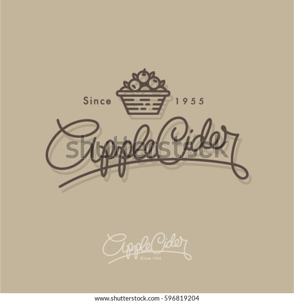 Apple Cider Logo Retro Schrift Apfelwein Und Stock Vektorgrafik Lizenzfrei