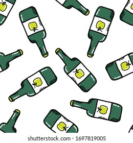 apple cider seamless doodle pattern, vector illustration