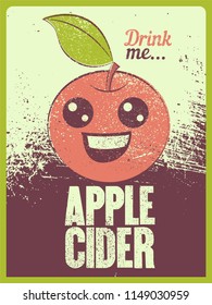 Apple Cider typographical vintage grunge style poster. Retro vector illustration.