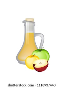 Apple cider vinegar with apples