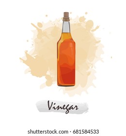 Apple cider vinegar in bottle vector condiment illustration