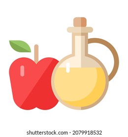 apple cider vinegar flat clipart vector illustration