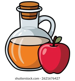 garrafa de vidro de vinagre de cidra de maçã ilustração vetor isolada sobre fundo branco