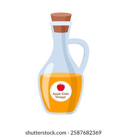 Apple cider vinegar in glass jar vector illustration.