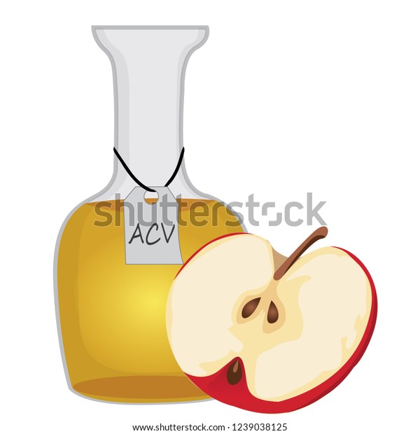 リンゴサイダー酢とリンゴベクターイラストの半分 のベクター画像素材 ロイヤリティフリー
