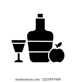 
Symbol für Apfelessig oder Apfelwein. Apfelessig in einer Flasche und einem Glas, für Webdesign, mobil, Druck usw. einzeln auf weißem Hintergrund
