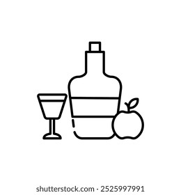 
Symbol für Apfelessig oder Apfelwein. Apfelessig in einer Flasche und einem Glas, für Webdesign, mobil, Druck usw. einzeln auf weißem Hintergrund
