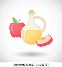 Apple cider vinegar vector flat icon, Flat design of salad dressing ingredient or organic food object with round shadow isolated on white background, cute vector illustration