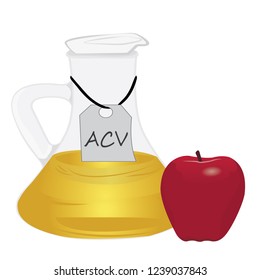 Apple cider vinegar and apple vector illustration