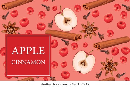 Manzana y canela Etiqueta o Post, Anuncio sin costuras