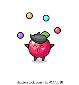 the apple circus cartoon juggling a ball , cute style design for t shirt, sticker, logo element