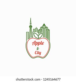 Apple city logo illustration vector template