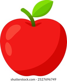 Vector del arte del Clip de la manzana, una ilustración limpia y simple de una manzana roja con una hoja verde