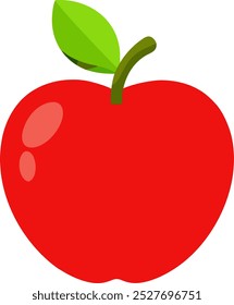 Apple Clip Art Vector, A Clean and Simple Illustration of a Red Apple with a Green Leaf