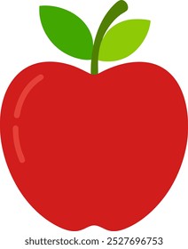 Apple Clip Art Vetor, Uma ilustração simples e limpa de uma maçã vermelha com uma folha verde