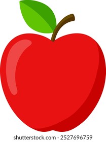 Apple Clip Art Vector, A Clean and Simple Illustration of a Red Apple with a Green Leaf