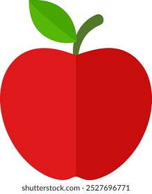Apple Clip Art Vektor, eine saubere und einfache Illustration eines roten Apfels mit einem grünen Blatt