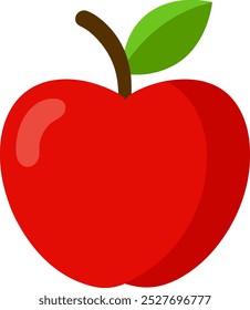 Vector del arte del Clip de la manzana, una ilustración limpia y simple de una manzana roja con una hoja verde