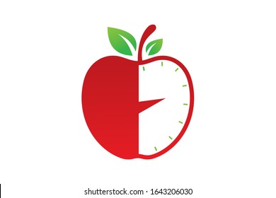 Apple Clock Hybrid Symbolizing Time Sensitivity in Nutrition and Healthy Lifestyle Choices Logo