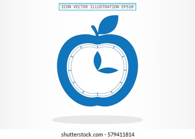apple, clock icon vector illustration.