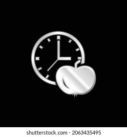 Apple And Clock silver plated metallic icon
