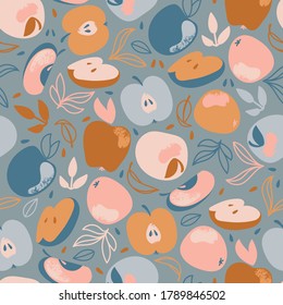 APPLE CLOTH Delicious Fruit Nature Textile Hand Drawn Seamless Pattern Vector Illustration For Print