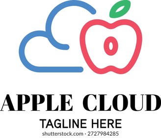 Logotipo de la nube de Apple con la nube azul y el icono rojo de la manzana
