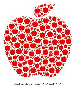 Apple collage done in the set of apple design elements. Vector iconized collage made from simple items.