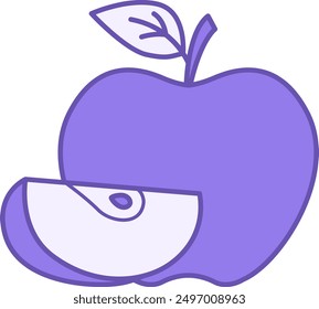 Icono de color de manzana. Icono de Vector. Manzana entera y media. Dulce postre, comida orgánica. Concepto de fruta