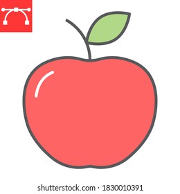 Apple color line icon, healthy and fruit, apple sign vector graphics, editable stroke filled outline icon, eps 10