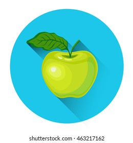 Apple Colorful Fruit Icon Flat Vector Illustration