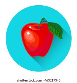 Apple Colorful Fruit Icon Flat Vector Illustration